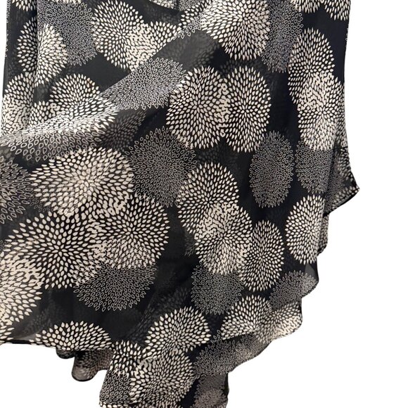 Dressbarn Womens Floral Burst Chiffon Blouse Black White Plus Size 3X - Picture 8 of 12